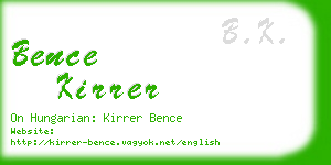 bence kirrer business card